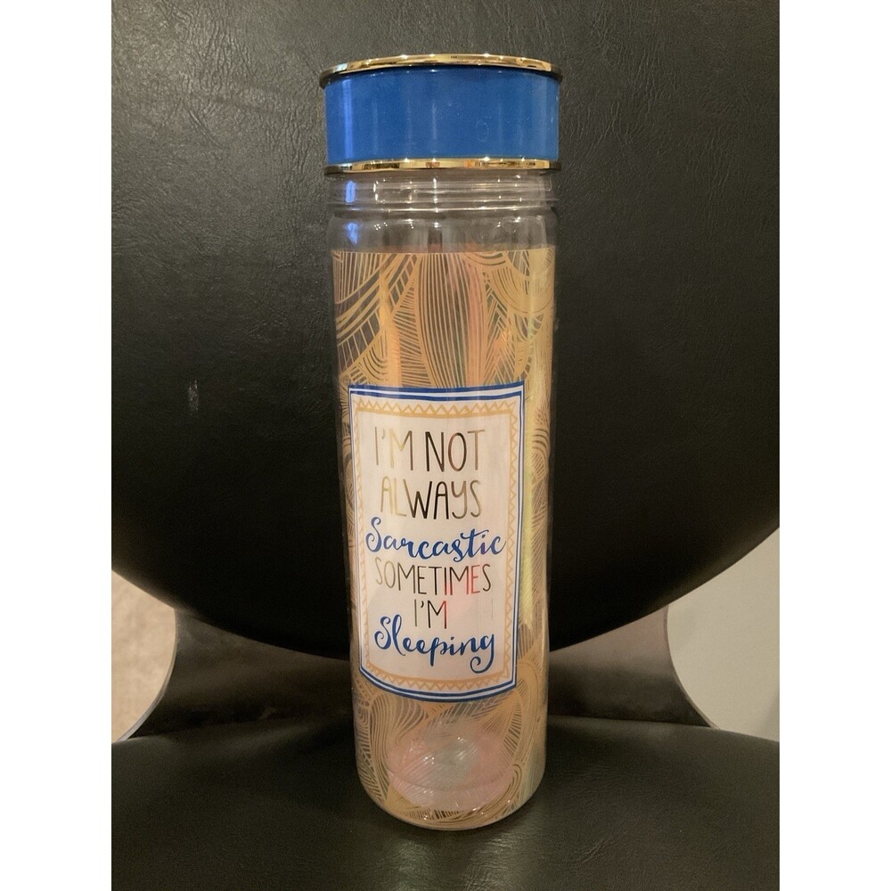 I’m Not Always Sarcastic Sometimes I’m Sleeping Water Bottle Gold & Blue 20oz